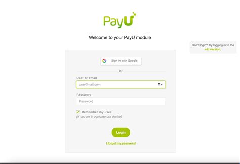 Login to your PayU.